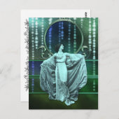Zohara: Art-Deco-Frau in Aqua & Green Postkarte (Vorne/Hinten)