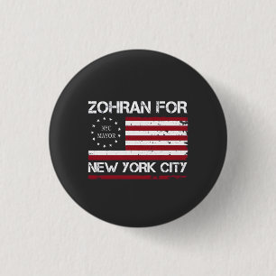 Zohran Mamdani für Bürgermeister von NYC mit US-Fl Button