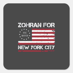 Zohran Mamdani für Bürgermeister von NYC mit US-Fl Quadratischer Aufkleber