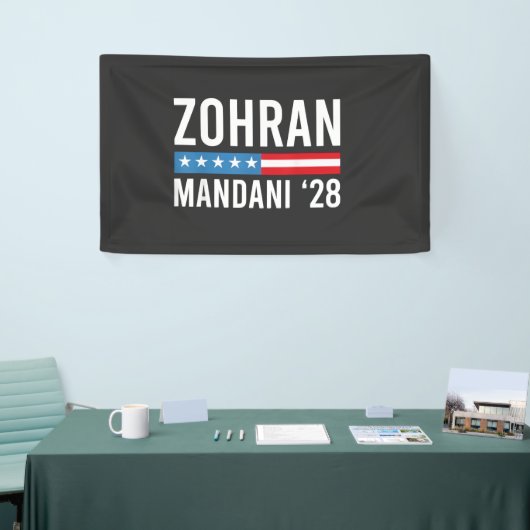 Zohran Mamdani NYC Mayor Candidate USA Flag Banner (Messeveranstaltung)