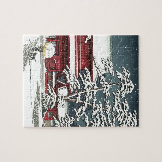 "Zojoji in Snow" von Kawase Hasui 川 瀬 巴 Puzzle (Horizontal)