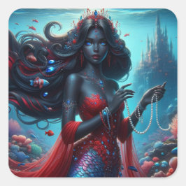 Zola - Kunstsammlung der Mermaid-Serie Quadratischer Aufkleber