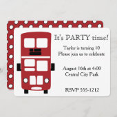 Zoll-Einladung des Red Double decks-Busses Einladung (Vorne/Hinten)