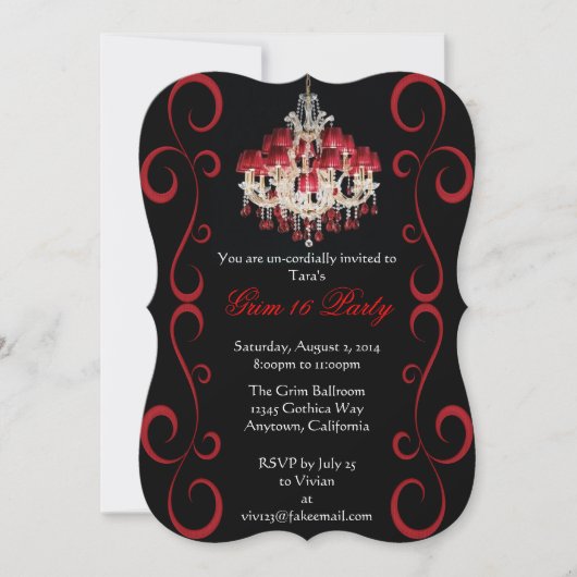 Zoll-Gothic-Grim Sechzehn Party Einladungen II (Vorderseite)