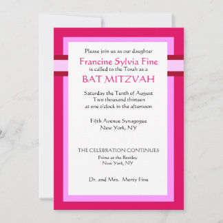 Zoll Rosa Bat Mitzvah Einladungen