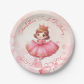 Zoll rosa Prinzessin Pappteller (Vorderseite)