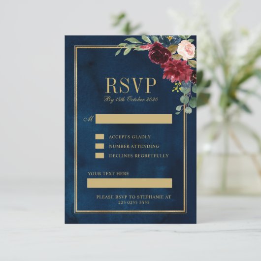 Zollanforderung RSVP Karte (Stehend Vorderseite)