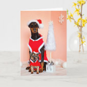ZOLLBARE DOGGY XMAS SANTA-KARTE KARTE (Gelbe Blume)