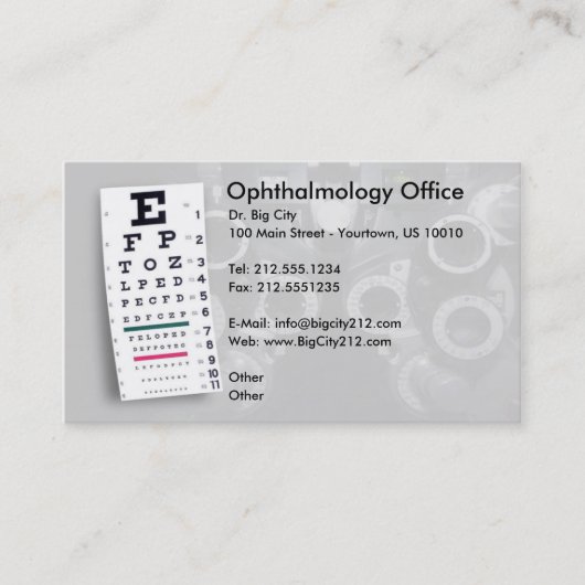 ZOLLBARE Ophthalmologie-Visitenkarte Terminkarte (Vorderseite)