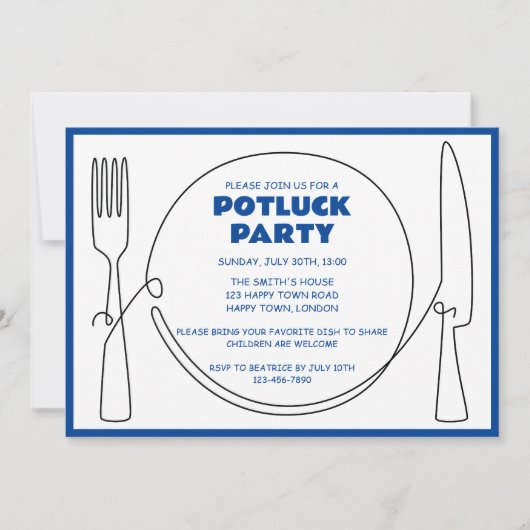 ZOLLBARE POTLUCK-PARTY EINLADUNG (Vorderseite)