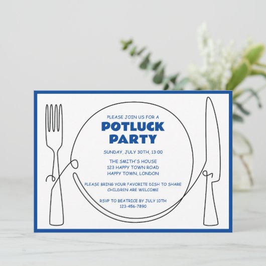 ZOLLBARE POTLUCK-PARTY EINLADUNG (Stehend Vorderseite)