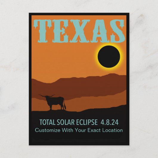 ZOLLBARE Texas Eclipse Postkarte (Vorderseite)