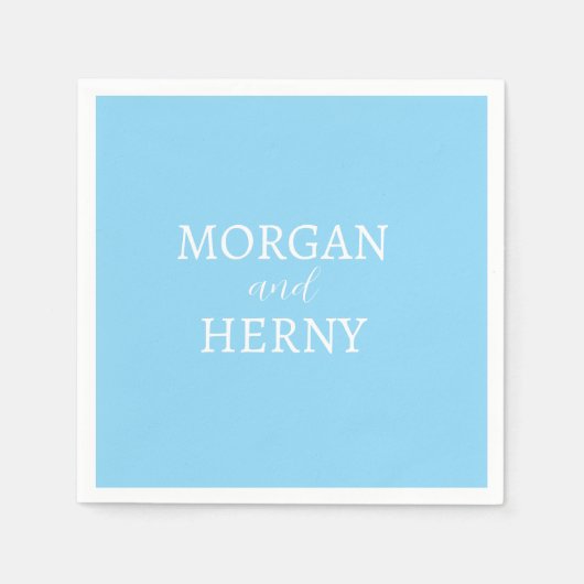 ZOLLBEZEICHNUNG STILISCH MODERN BABY BLUE WEDD SERVIETTE (Vorderseite)
