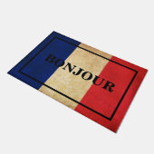 ZOLLBONJOUR-Text unter der Vintagen Flagge FRANKRE Fußmatte (Schrägansicht)