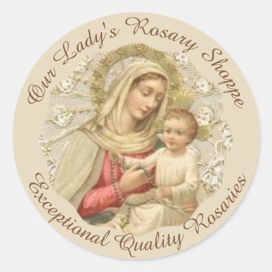 ZOLLEN SIE IHRE Dame des Rosary Baby Jesus Runder Aufkleber (Vorderseite)