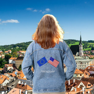 Zollfahnen für Europa und die Staaten der Vereinig Jeansjacke