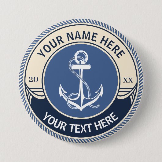 Zollfreie nautische Anker-Seil-Rahmen Button (Vorderseite)