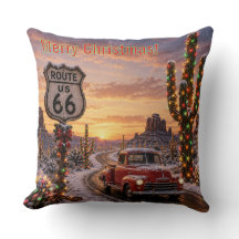 Zollfreie Route 66 Weihnachtsrote Pick-up-Kaktusli