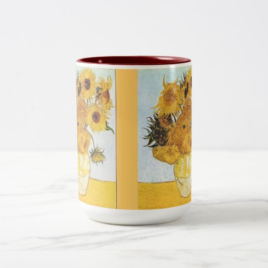 Zollfresser - Van Goghs Sonnenblumen Zweifarbige Tasse (Mittel)