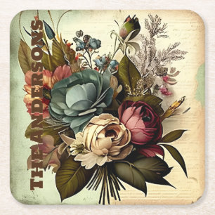 ZOLLISIERTE VINTAGE VIKTORIANISCHE SCRAP FLORAL RECHTECKIGER PAPPUNTERSETZER