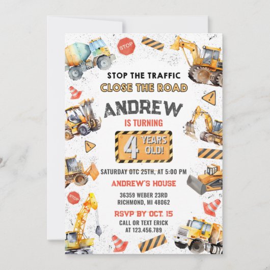 Zollkonfektionierte Trucks Geburtstagsparty Einladung (Vorderseite)