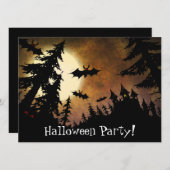 Zollmäßige Halloween-Fledermäuse, Spooky Castle un Einladung (Vorne/Hinten)