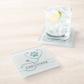 Zollmedizinische Fachkräfte Glasuntersetzer (Schrägansicht)