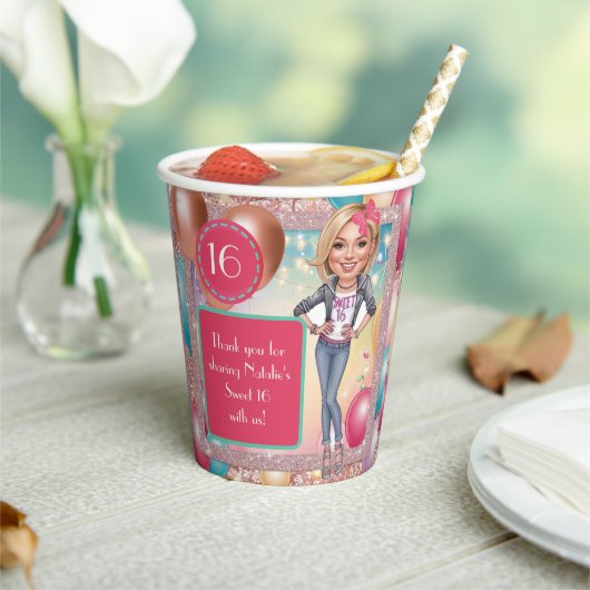 Zollname und Glitzer Süß 16 Pappbecher (In Situ)