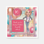 Zollname und Glitzer Süß 16 Serviette (Vorderseite)