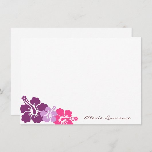 Zollpapier für tropische lila Hibiskus Blume Mitteilungskarte (Vorne/Hinten)