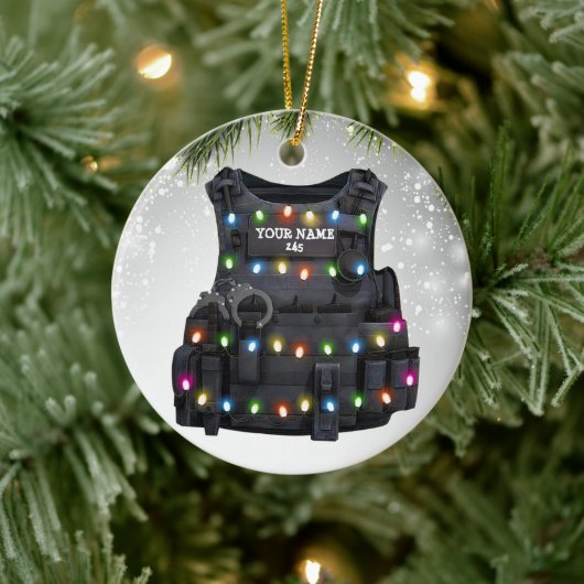 Zollpolizei Bulletproof Vest Polizeibeamte Ligh Keramik Ornament (Baum)