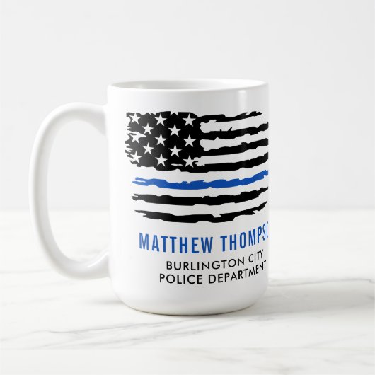 Zollpolizei Thin Blue Line American Flag Kaffeetasse (Links)