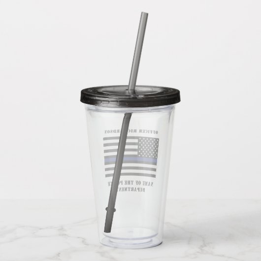 Zollpolizei Thin Blue Line Polizei Acryltrinkbecher (Rückseite)