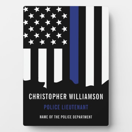 Zollpolizei Thin Blue Line Polizei Fotoplatte (Vorderseite)