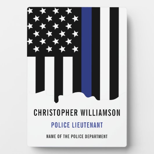 Zollpolizei Thin Blue Line Polizei Fotoplatte (Vorderseite)