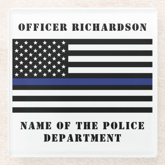 Zollpolizei Thin Blue Line Polizei Glasuntersetzer (Vorderseite)