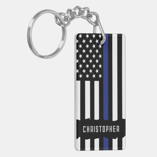 Zollpolizei Thin Blue Line Polizei Schlüsselanhänger (Vorderseite links)