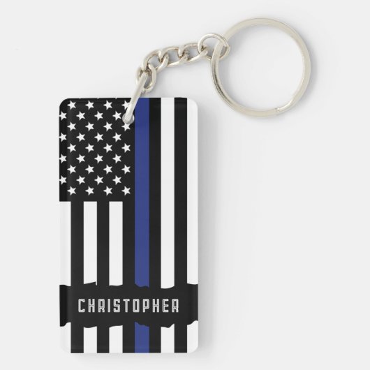 Zollpolizei Thin Blue Line Polizei Schlüsselanhänger (Rückseite)