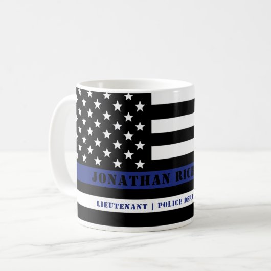 Zollpolizei Thin Blue Line Polizeiabteilung Kaffeetasse (Vorderseite Links)