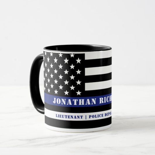 Zollpolizei Thin Blue Line Polizeiabteilung Tasse (Vorderseite Links)