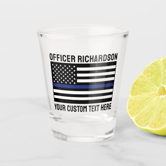 Zollpolizei Thin Blue Line Polizeiflagge Schnapsglas