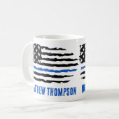 Zollpolizei Thin Blue Line US-Flagge Kaffeetasse (Vorderseite Links)