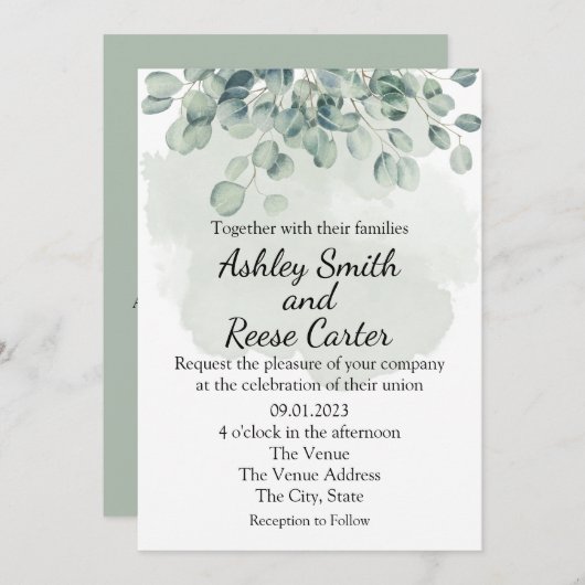 ZOLLREICHE GREENERY WEDING SPAREN DIE DATEN EINLADUNG (Vorne/Hinten)