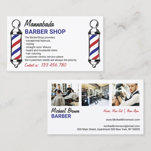 Zollspezifisches Foto für den Barberstapel Visitenkarte (Vorne/Hinten)