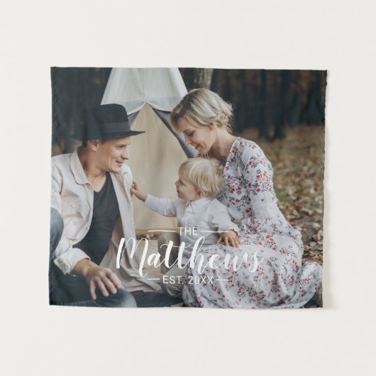 Zollspezifisches Foto mit Familienname und festem  Wandteppich (Vorderseite (Horizontal))