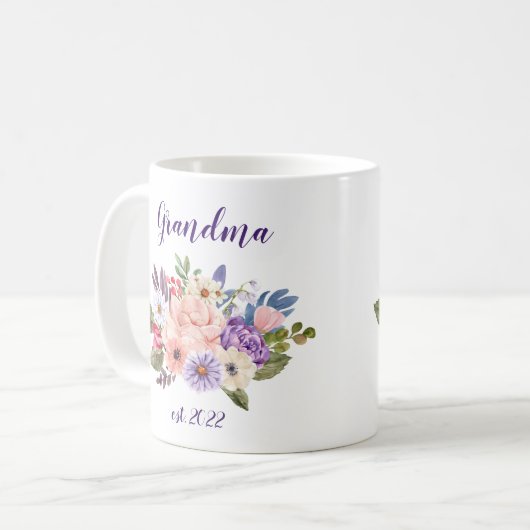ZOLLSTÄNDIGES Oma Datum - Erstmaliges Oma Kaffeetasse (Vorderseite Links)