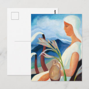 Zolo Palugyay Mädchen in Weiß Vintage Moderne Kuns Postkarte