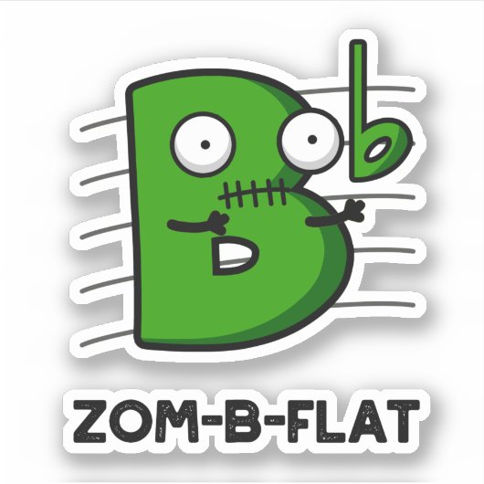 Zom-B-Flat Funny Halloween Zombie Music Pub Aufkleber (Vorderseite)