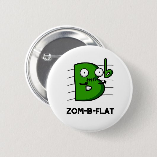 Zom-B-Flat Funny Halloween Zombie Music Pub Button (Vorne & Hinten)