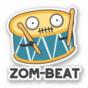 Zom beat Funny Halloween Zombie Drum Pun Aufkleber